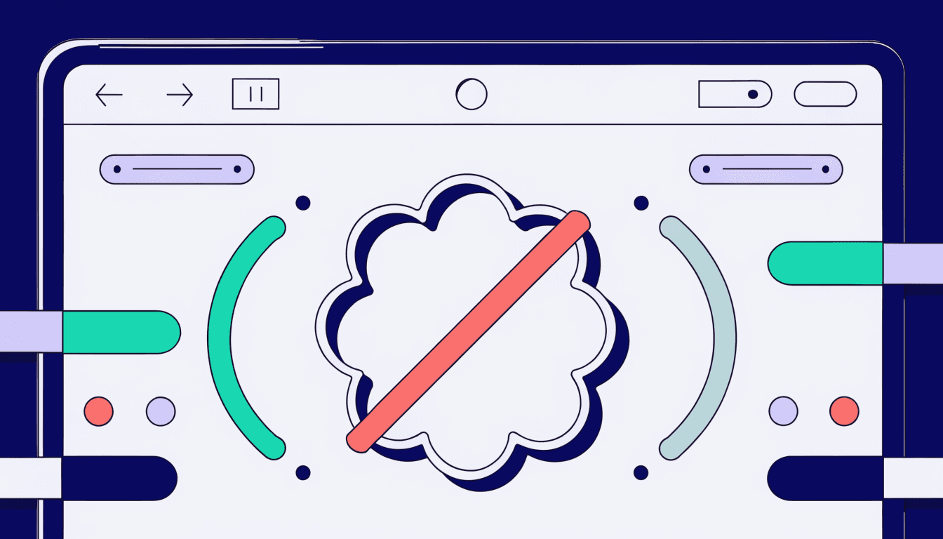 Browser window with an empty watermark stamp crossed out