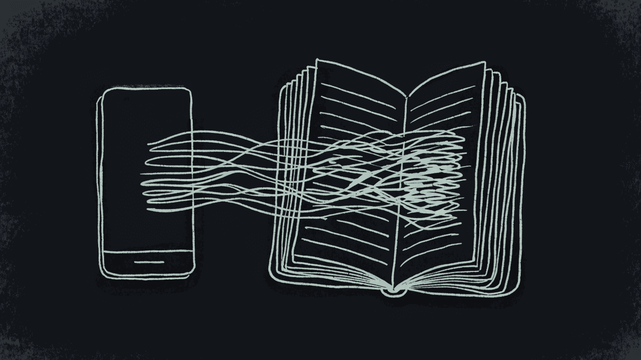 Phone feeding notebook lines of study notes