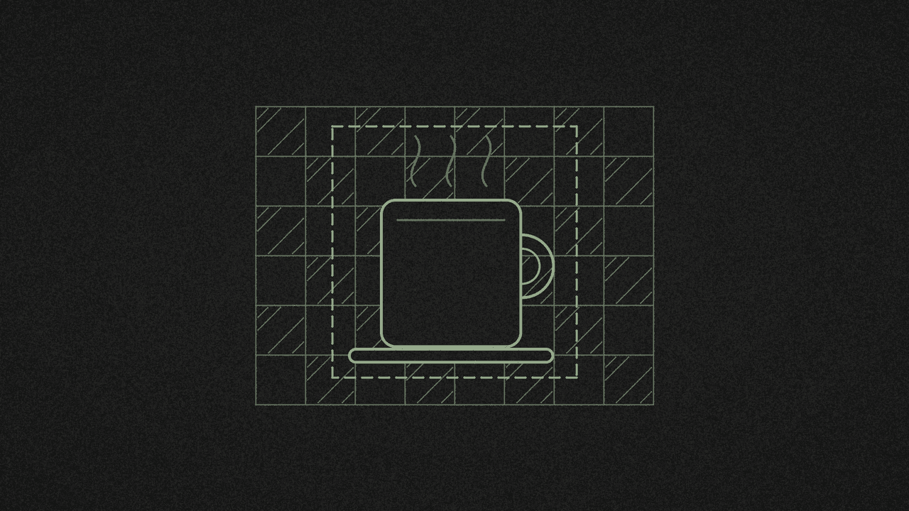 A cut-out object sitting on a grey and white checkerboard in muted line-art
